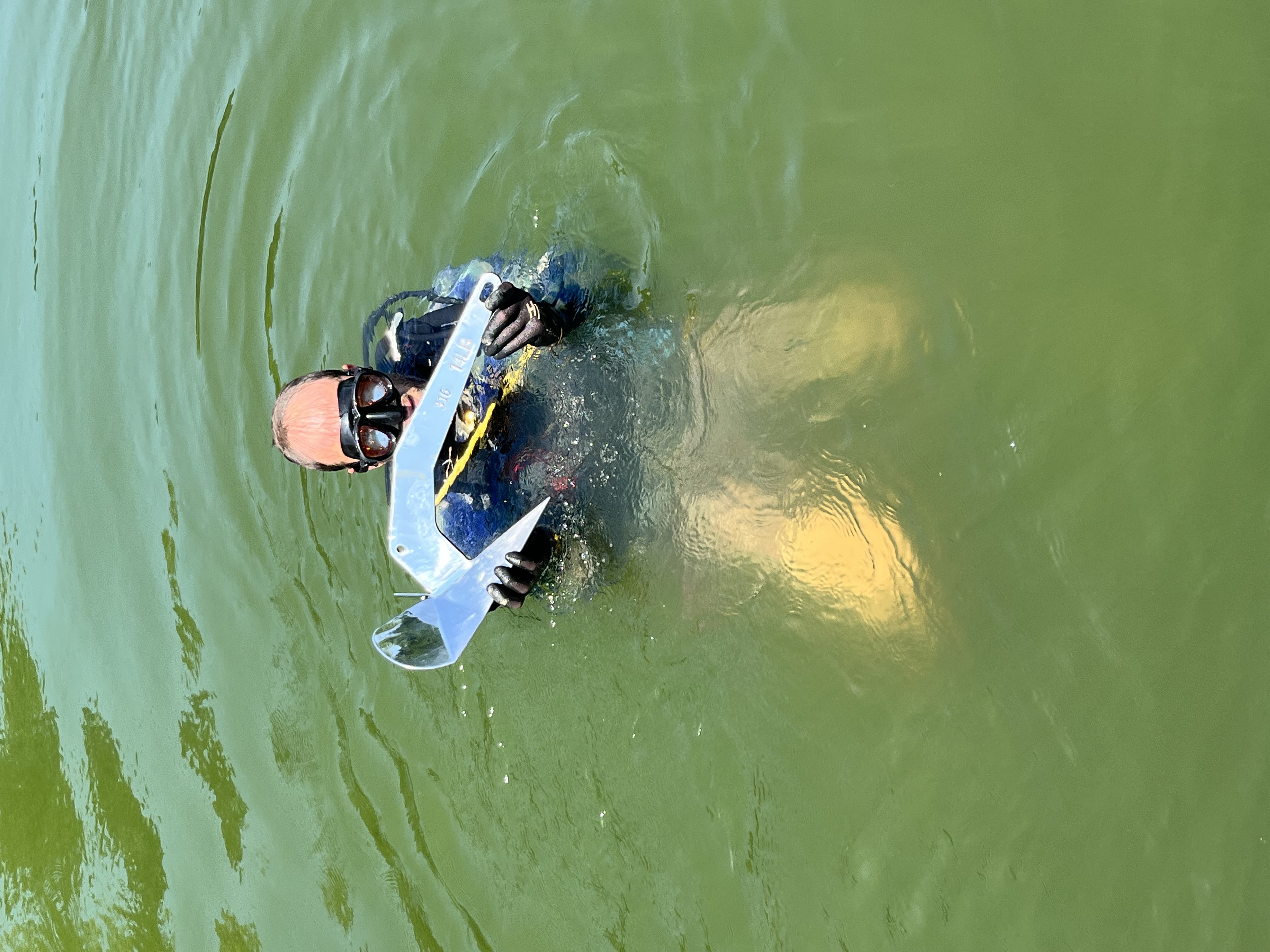Recovered anchor on the dock, Sherrills Ford